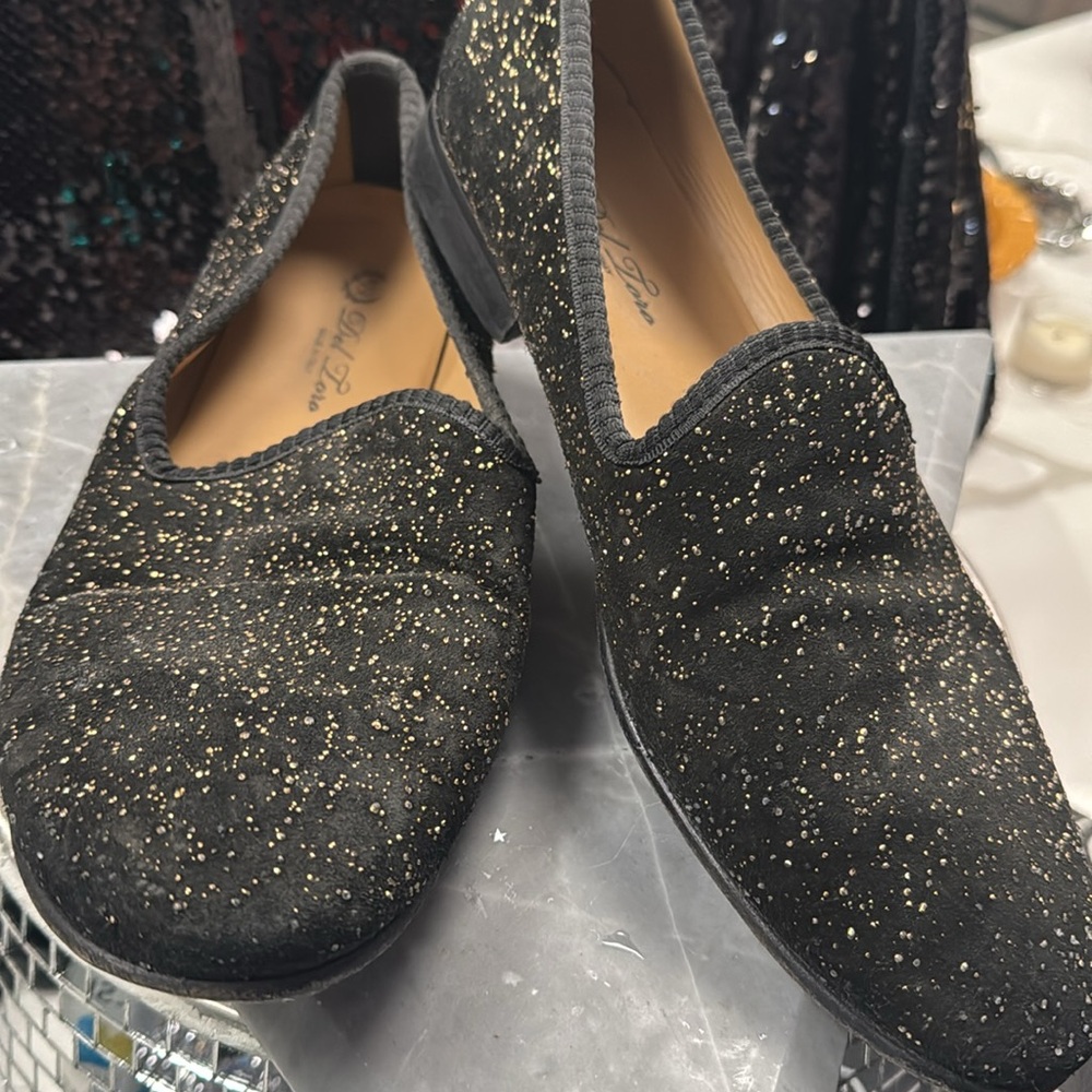 Del toro bling gold and black loafers